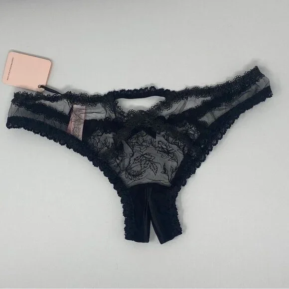 Agent Provocateur Rosa Black Ouvert Brief AP2 Small NWT